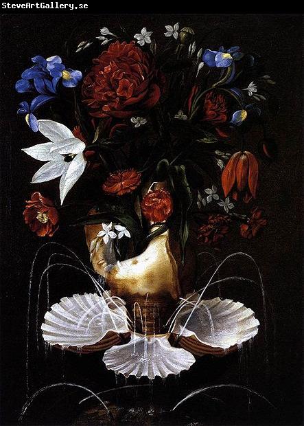 Juan de  Espinosa Still-Life with Shell Fountain and Flowers